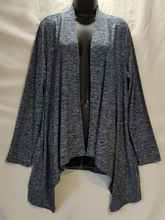 Attitudes by Renee Sweaters - Attitudes by Renee Blue Marled Drape Open-Front Cardigan